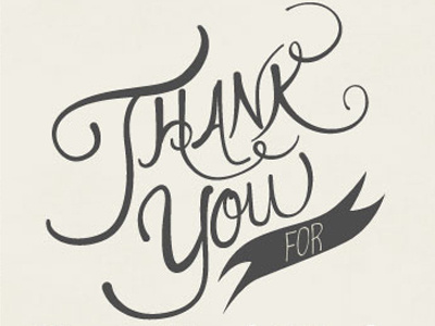 Thank You in hand drawn type hand drawn lettering