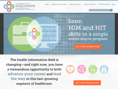 HIMT Program Website Header degree design education health icon infinite scroll information program responsive technology website wordpress