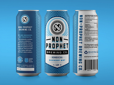 Non-Prophet Brewing Kombucha Cans brand brand design brand identity branding can design illustration label label design logo logo design package design packaging