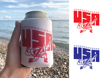 America Wrasslin' Koozie beer beer can brand brand design branding design graphic design illustration koozie merch vector