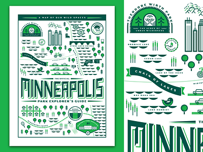 Minneapolis Park Explorer's Guide illustration poster poster design print design typography