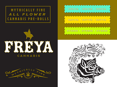 Freya Badges & Logos badge design badge hunting brand design brand identity cannabis cannabis branding illustration logo design