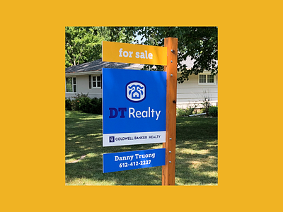 DT Realty Yard Signs brand design brand identity for sale house illustration logo design real estate realty signage sold yard sign