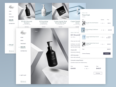 Stylish Shopify Solution for Luxury Skincare brand cart catalogue design design figma grey minimalist design minimalistic pastel colours product card product catalogue shopify store shot simple stylish ui uiux ux uxdesign web webdesign