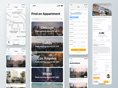 Mobile Application for Tenants appartments interaction design ios landlord mobile rental rental service tenant ui user experience user interface ux uxui