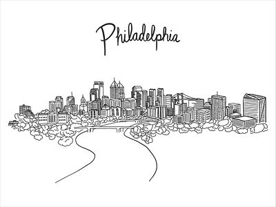 Philly Cityscape adobe city cityscape design drawing hand drawn illustration ipadpro ipadproart line line art philadelphia philly