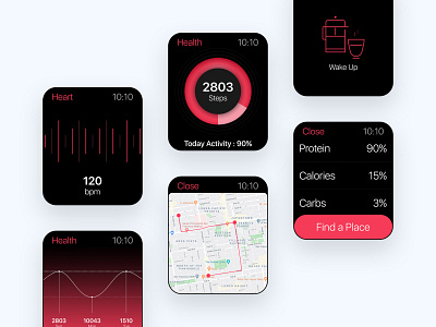 Health Fitness App for iWatch app apple application creative design designer fitness fitness app fitness tracker health heartbeat heartrate iwatch mobile tracker tracker app ui kit ui kits watch web