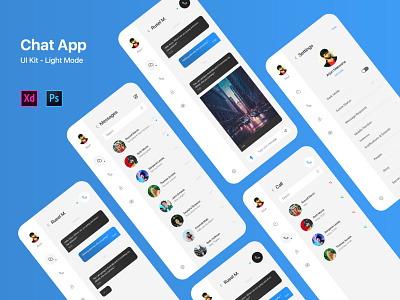 Chat, Messenger App UI Kit Light Mode