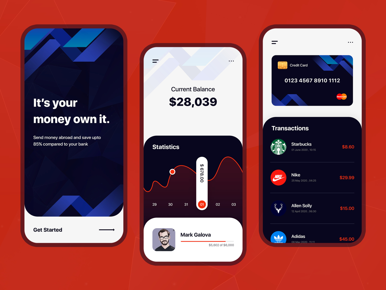 Payment Wallet App - Dark Mode by Arjun 🏅 on Dribbble