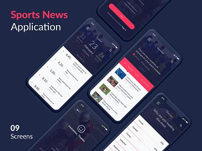 Sports News Application UI Kit app creative design designer news screen sports template ui ui kit