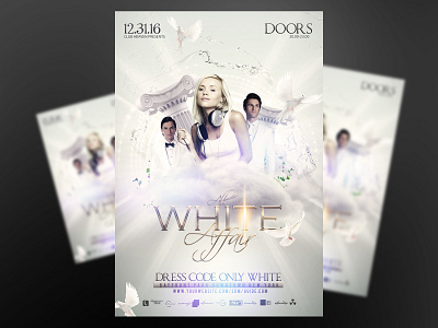 All White Affair party party flyer template white