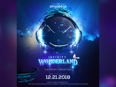 Infinity Wonderland Edm Banner Template awards bass blue edm festival neon sound ultra weekend