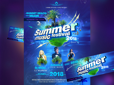 Summer Festival A4 Poster a4 edm edma electro fest festival party poster summer sunset