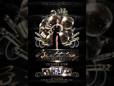 Birthday Party Flyer anniversary artist tour bachelor bday birthday birthday bash birthday flyer birthday party celebration champagne classy dj elegant fashion frame invitation luxury nightclub nye