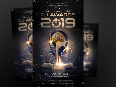 Dj Awards Flyer Template awards dj edm flyer gold