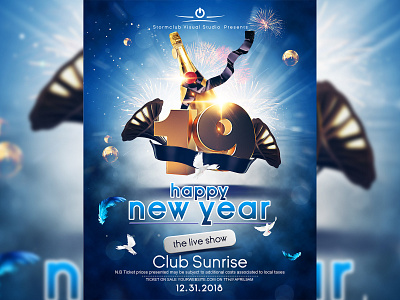 A4 New Years Eve Poster Template club edm flyer nye poster