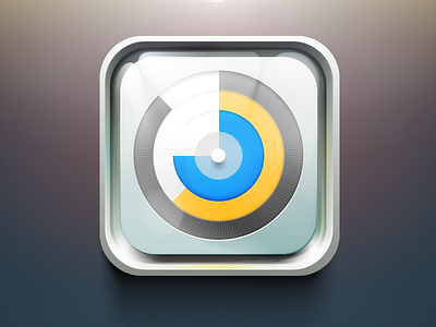 Wake App icon alarm android app application appstore blue button circle clock details glass icon illustration ios ipad iphone logo metal realistic shiny simpletouch texture ui yellow