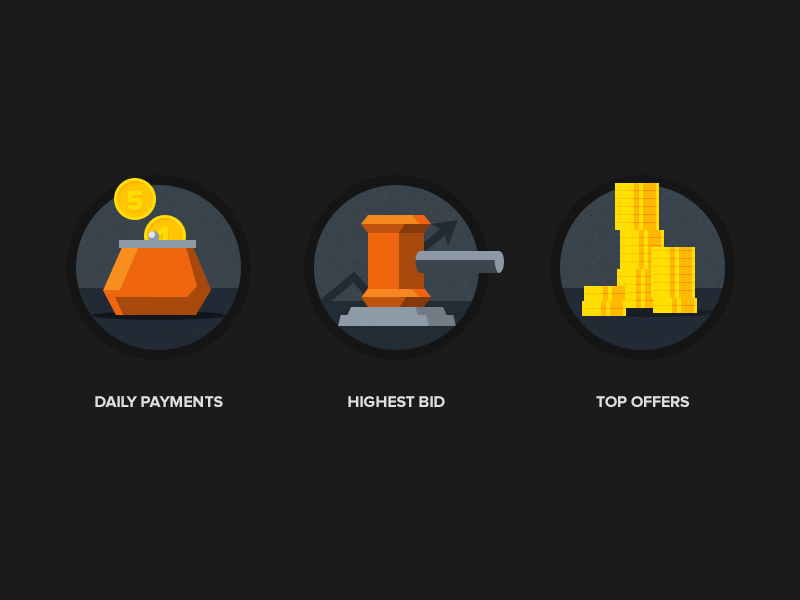 Flat icons icon flat metro ui payments offers bid coins money orange yellow dark grey bright