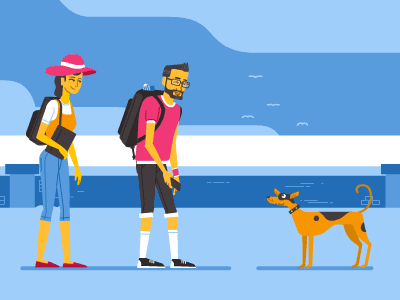 Tourists animation design explayin illustration india loop uber vector