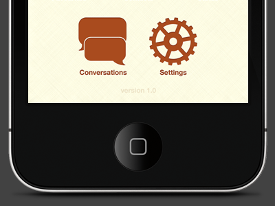 iPhone UI (App Interface Design) app cogs conversation cream ios iphone orange settings texture ui