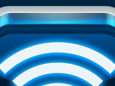 iOS App Icon #2 (wip) app blue glow ios iphone lines metal wifi