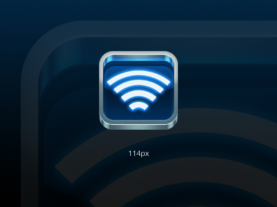 iOS App Icon (Perspective Fix) app blue glow ios iphone lines metal wifi