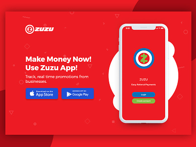 Zuzu Mobile App Landing Page hero section home landing page mobile app landing page ui web
