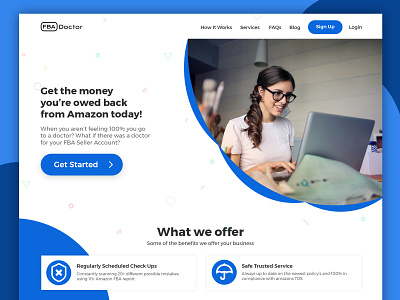 FBA Doctor Landing Page branding home home page landing page ui ux web