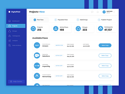 Digitalfield Create Project Shot dashboard design ui ux web