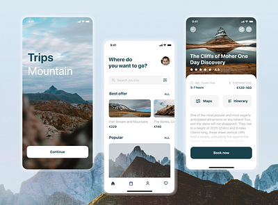 Travel App UI Concept app application concept design hiking minimal app modern progress travel traveling trip ui userexperience
