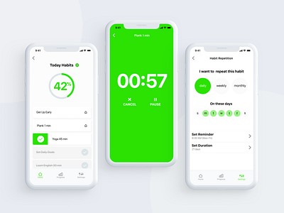 Habit Tracker Concept app concept goal green app habit ios minimal app mobile progress simple tracker ui userexperience userinterface ux