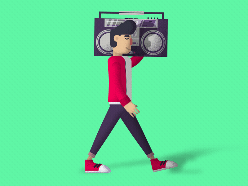 Boom box guy after affects animation boom box character flat motion vector