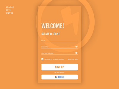 First Shot! Daily UI - #001 - Sign Up app dailyui design sign up ui user interface