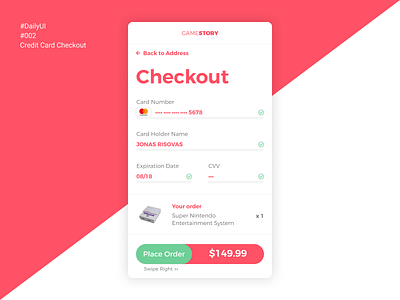 Daily UI - #002 - Credit Card Checkout 002 app dailyui design ecommerce sign up ui ui design user interface ux ux design webdesign