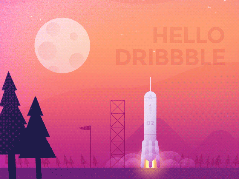 Hello! Dribbble! after effects animation gif hello rocket