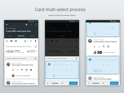 Card multi-select process