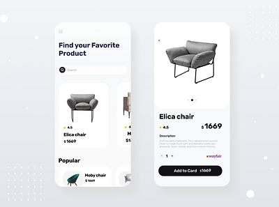 Furniture Store Mobile App app design furniture minimal mobile ui ux