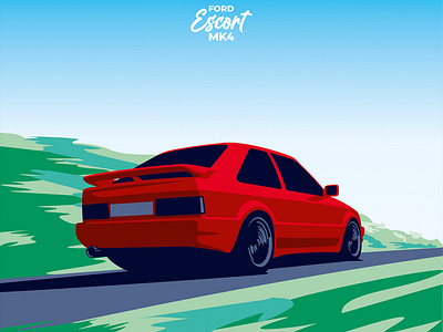 Ford Escort MK4 - vector illustration art automotive automotive design car car art cars design illustration vector vector art