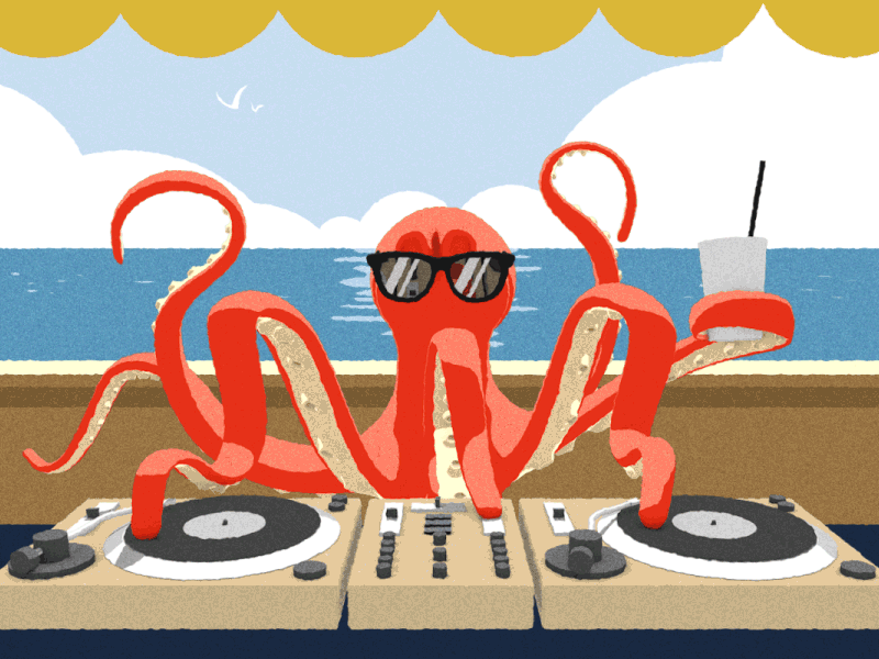 Octopus aftereffects charachters cinema 4d flat gif illustrator loop motiondesign