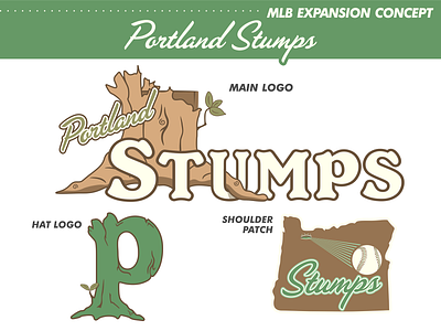 Portland Stumps Logo Set baseball branding design illustration logo portland stumps team concept typogaphy vector