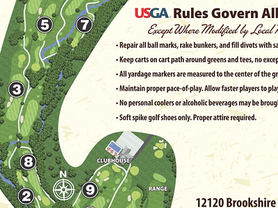 Brookshire Golf Club Scorecard -- Map and Rules design golf illustration maps sports