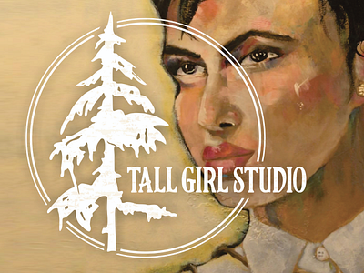 Tall Girl Studio Logo branding central oregon circle girl logo oregon paint pine tall texture tree white