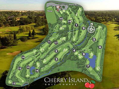 Cherry Island cartography cherry clubhouse course fairway golf iconography illustration island map