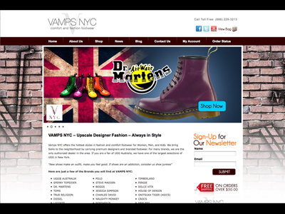 Vamps NYC - Shoe Store ecommerce rockit website design shoe store