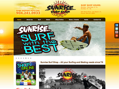 Sunrise Surf Shop Website e commerce developer marketing rockit website design seo small business