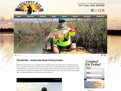 Chicopit Bay - Kayak Fishing Website e commerce developer marketing rockit website design seo small business