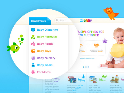 HiBaby Concept baby branding design ecommerce fun illustration ui web