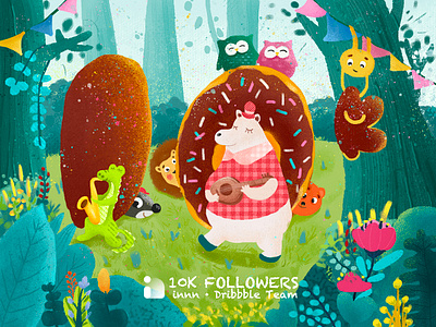 10k Follower chocolates flower forest green illustration innn party team 音乐 music