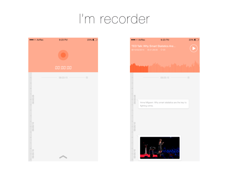 I am Recorder animation audio gif interface ios iphone mobile music player recorder ui video