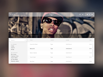 itunes flat redesign app cover flat grey itunes minimal music play playlist redesign ui white